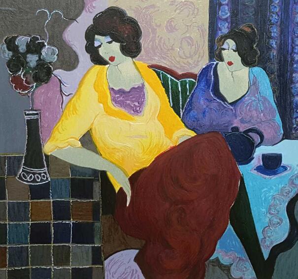 Itzchak Tarkay Portraiture Oil Painting Sisters AP IT208